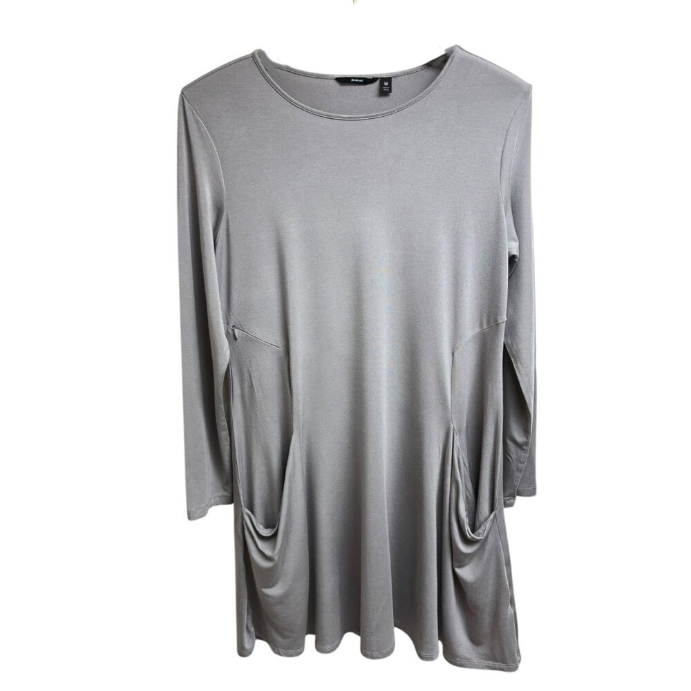 BETABRAND Gray Soft Stretch Long Sleeve Jersey Travel‎ Dress